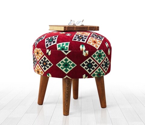 Taburet lidya, lorence home, 46x42 cm, lemn/policoton, multicolor