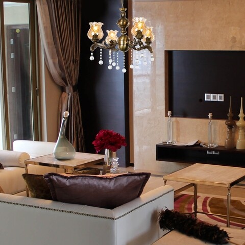 Lustra sari/altin, mdl.2415, squid lighting, 55x60x55 cm, galben/auriu
