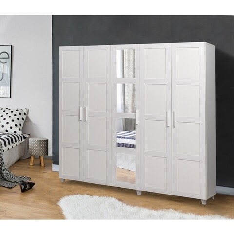 Dulap cu oglinda pentru haine victoria - white, vella, 220x50x201 cm