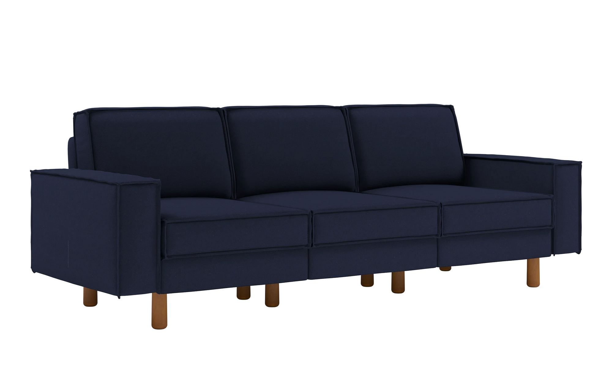 Canapea 3 locuri, Atelier del Sofa, 918CMF1260, Cadru: 100% OȚEL, Albastru noapte / Nuc