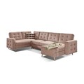 Coltar extensibil reversibil 5 locuri ELTAP, AsdU-24, Asgard, 326x202x93 cm, lemn/poliester, roz deschis