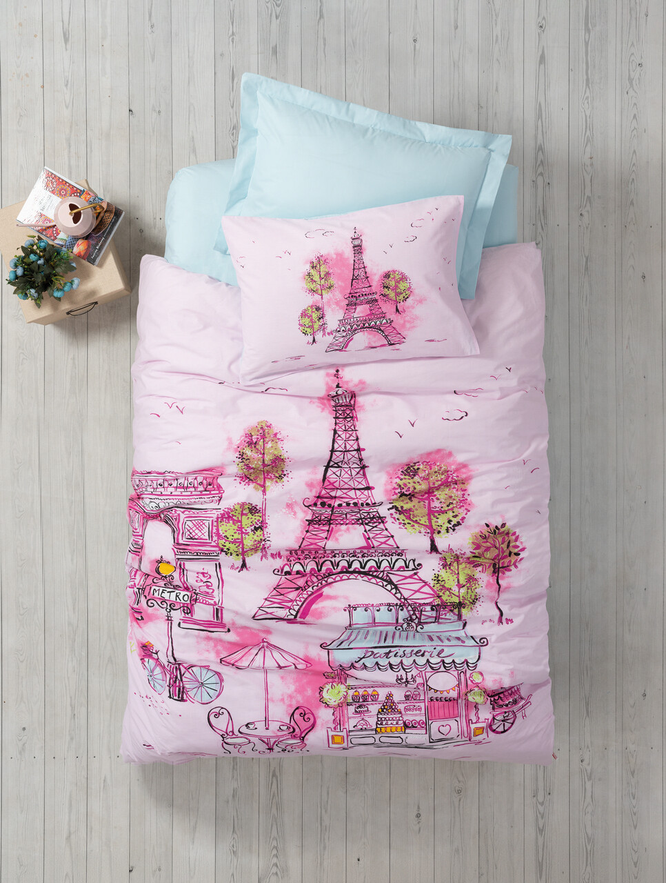 Lenjerie de pat pentru o persoana Young, Corisa v2 - Pink, Cotton Box, Bumbac Ranforce