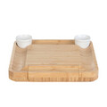 Platou pentru servire cu boluri si cutite Rumi, Homla, 33x33 cm, lemn/inox, bej/alb