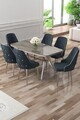 Set masa si scaune (7 piese), Hanah Home, Asel, Antracit / Crom