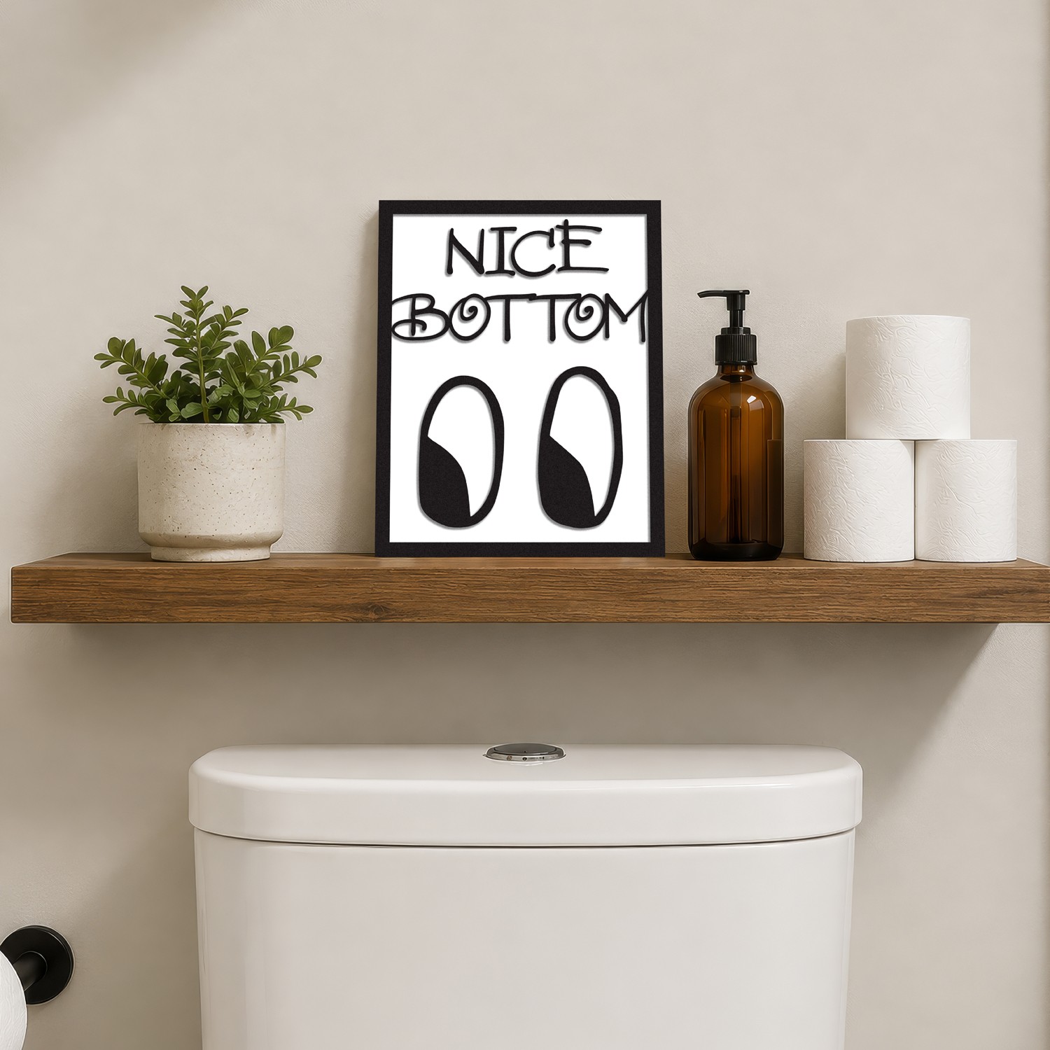 Tablou decorativ, Nice Bottom, Dimensiune: 20 x 25 cm, Alb/Negru