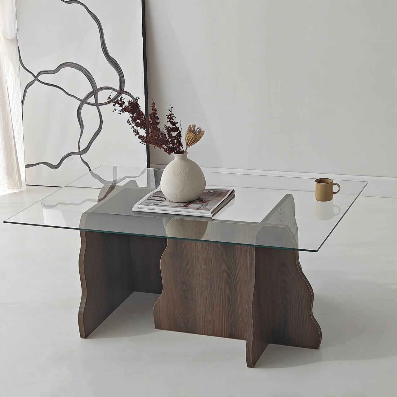 Masuta de cafea, Hanah Home, Canyon, 105x40x65 cm, Nuc / Transparent - view 6