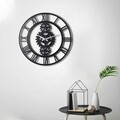 Ceas de perete, Gear, Metal, Dimensiune: 50 x 50 cm, Negru