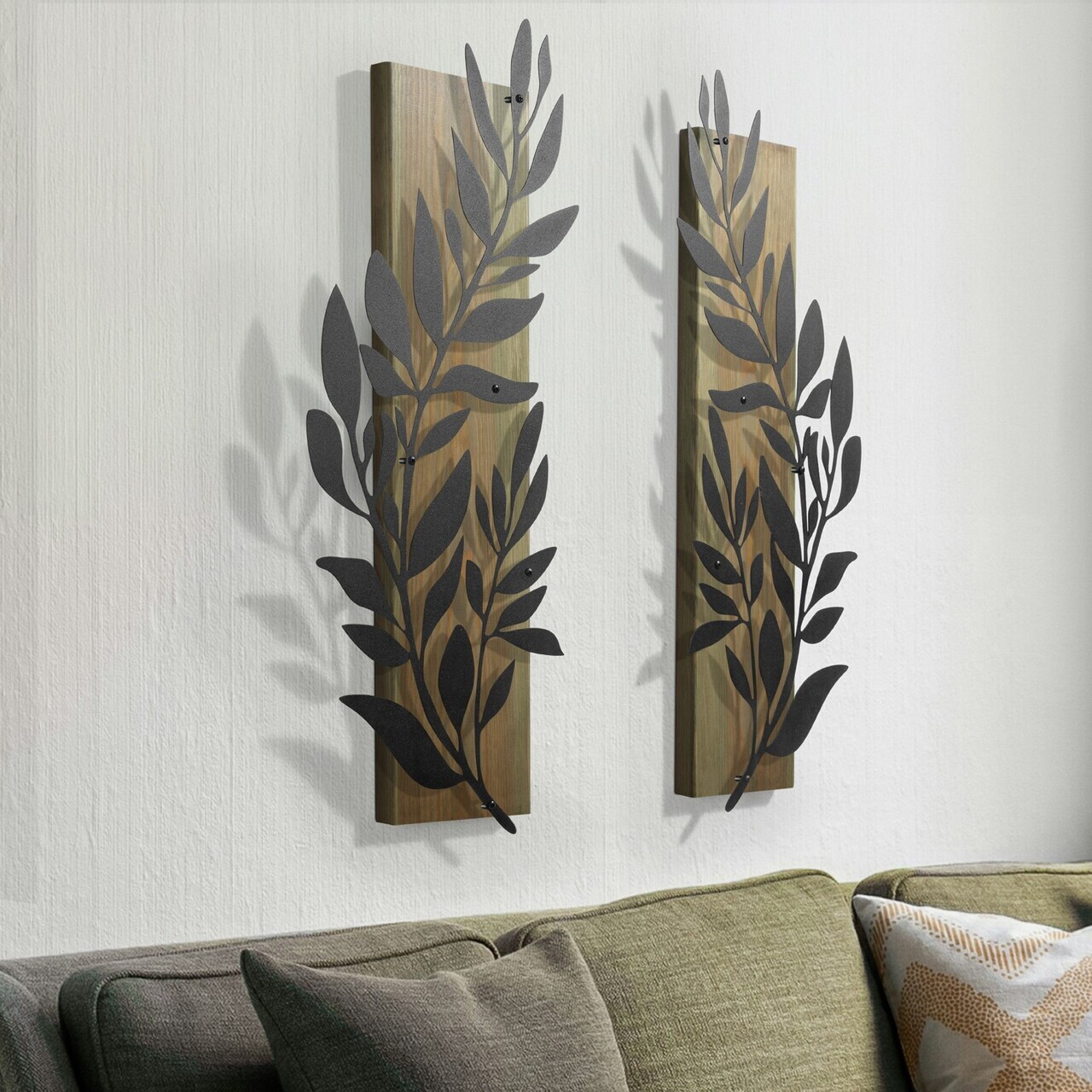 Decoratiune de perete, Olivia, Cadru: Lemn (Grosime: 2 cm), Verde/Negru — imaginea 5