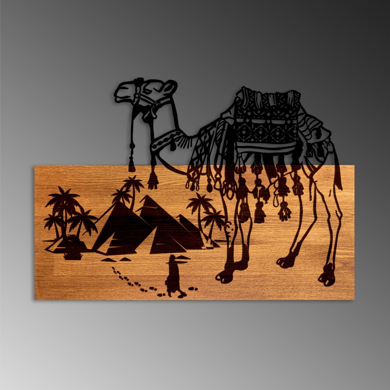 Decoratiune de perete, Yok Deve, Lățime: 58 cm, Nuc / Negru — imaginea 6