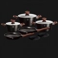 Set oale si tigai, 10 piese, Berlinger Haus, aluminiu forjat si marmura, Ebony Rosewood