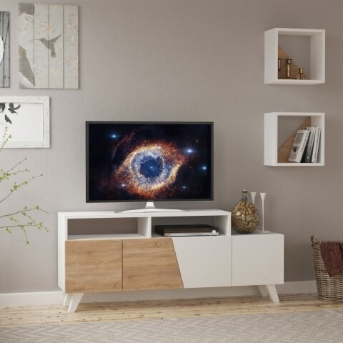 Comoda TV, Homitis, Cafune - White, Sonomo, 31.5x140x58 cm