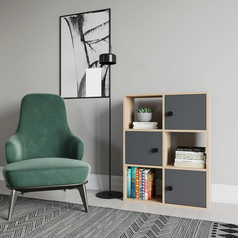 Corp biblioteca, retricy, tilton, 72x25x93 cm, pal, stejar / antracit