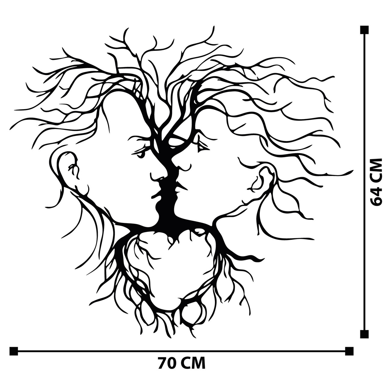 Decoratiune de perete, Entrika, metal, 70 x 64 cm, negru