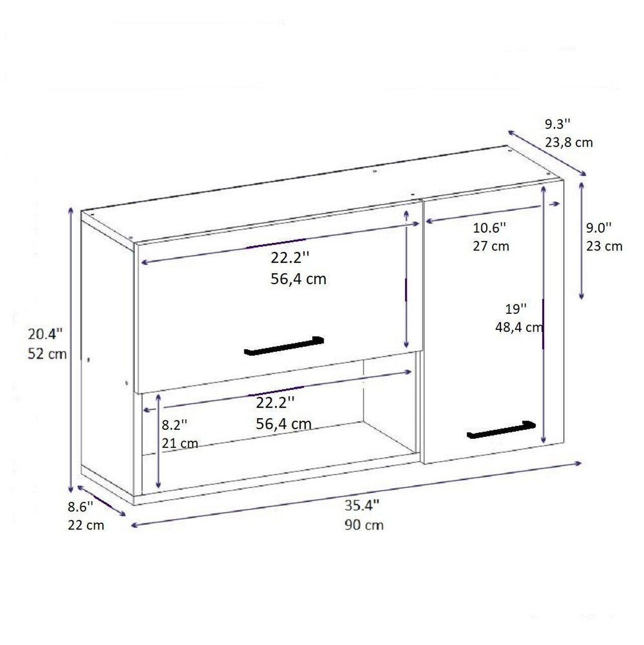Dulap multifunctional, Hanah Home, Akasya, 90x52x23.8 cm, PAL, Stejar safir / Antracit — imaginea 6