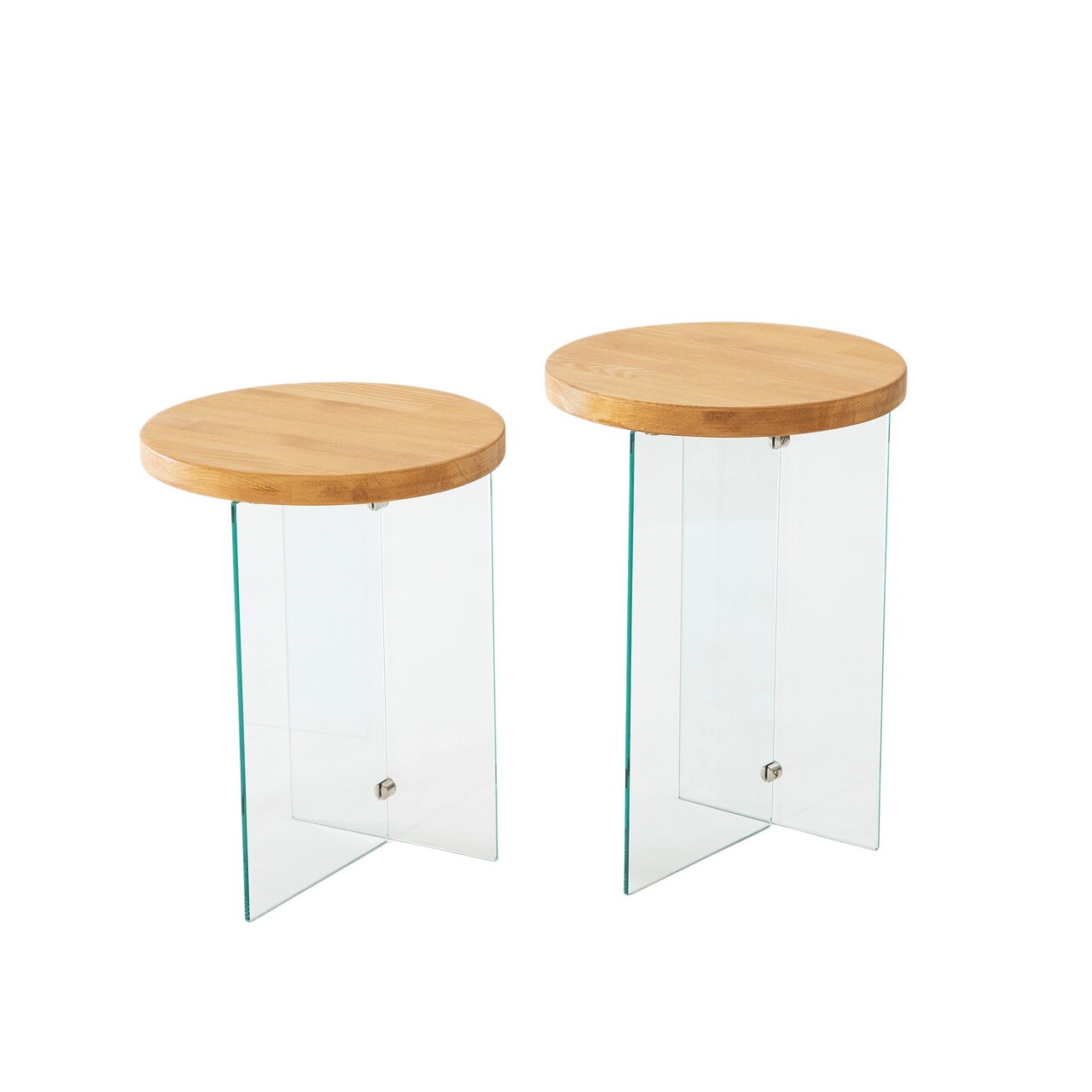 Set masuta de cafea, Neostill, Serenity 2, Sticla temperata, Stejar / Transparent - 2 | YEO