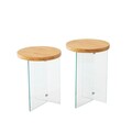 Set masute de cafea, Neostill, Serenity 2, Sticla temperata, Stejar / Transparent