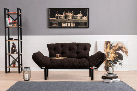 Canapea extensibilă cu 2 locuri, futon, 859ftn1217, metal, maro
