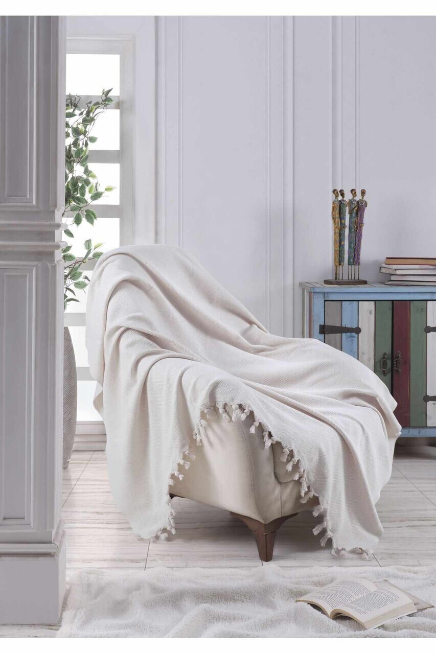 Cuvertura de pat, L'essentiel Maison, 150, Bumbac, Ecru — imaginea 2