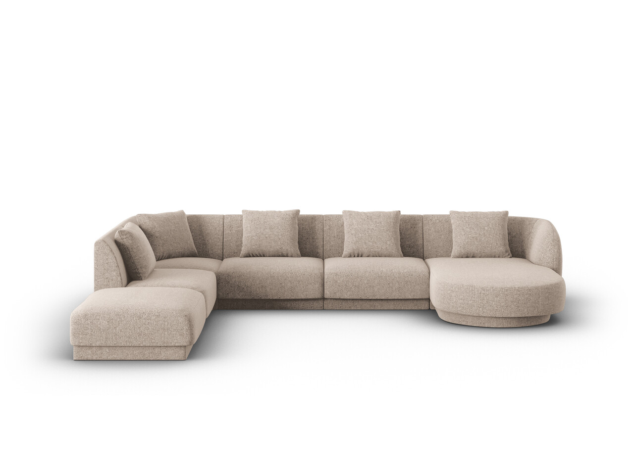 Coltar panoramic stanga 6 locuri, Tulum, Cosmopolitan Design, 330x255x70 cm, tesatura chenille, bej
