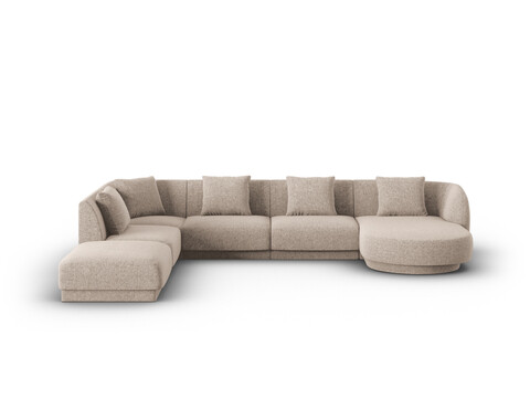 Coltar panoramic stanga 6 locuri, Tulum, Cosmopolitan Design, 330x255x70 cm, tesatura chenille, bej