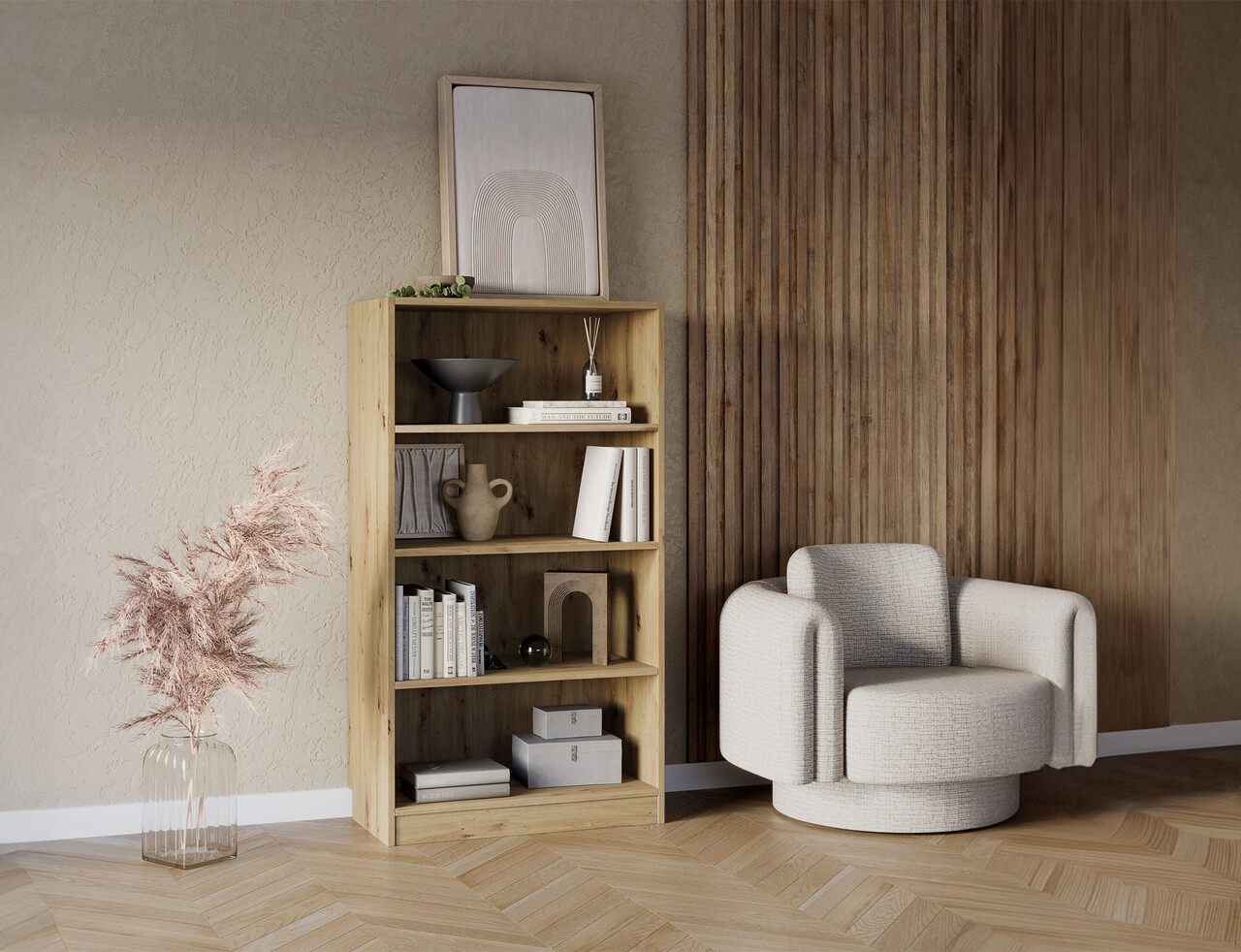 Raft de perete ELTAP, Pocett, 80x40x146 cm, PAL/PVC, stejar - 1 | YEO