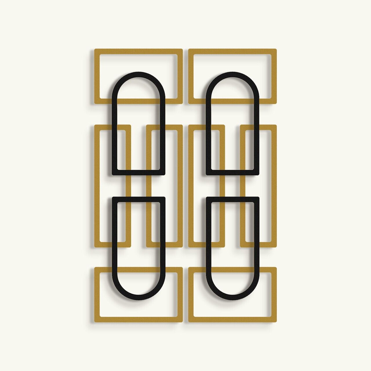 Set de accesorii decorative de perete din metal, Echo Forms 2'li Set, Dimensiune: 24 x 74 cm (2 bucăți), Aur/Negru — imaginea 3