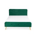 Pat tapitat Mikkel, Homla, 140x200 cm, metal/MDF/catifea din poliester, verde