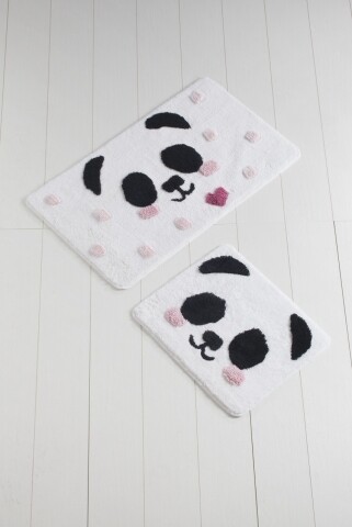 Set 2 covorase de baie, Chilai, Panda, alb/negru/roz Chilai Home