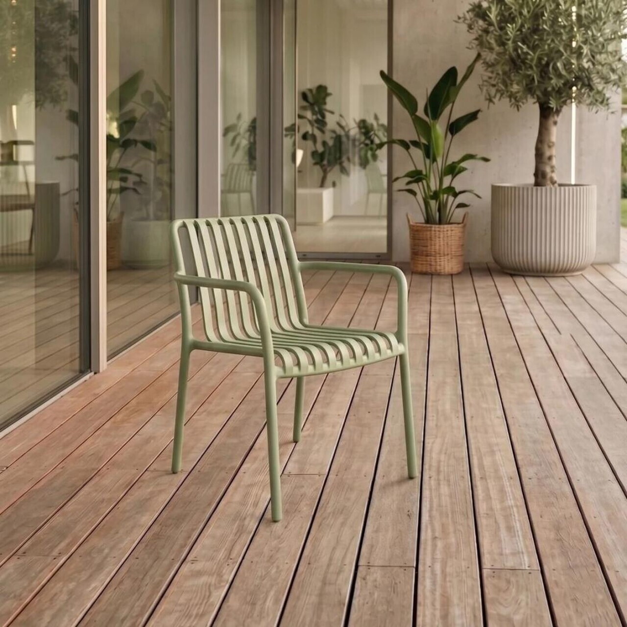 Scaun pentru gradina Valoro, Homla, 54.50x58.50x81 cm, plastic, verde