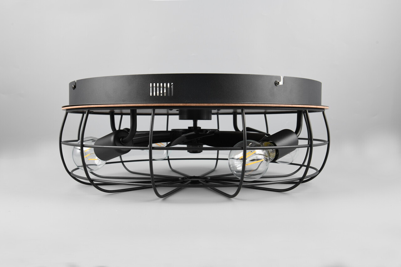 Plafoniera cu ventilator Trondheim, RL, 49x17.5 cm, 10W, 4x E27, metal, negru mat/natur - view 8