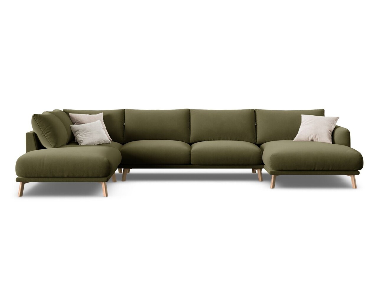 Coltar panoramic stanga 6 locuri, Naomi, Micadoni Home, 365x235x75 cm, catifea, verde