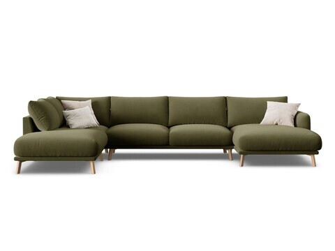 Coltar panoramic stanga 6 locuri, Naomi, Micadoni Home, 365x235x75 cm, catifea, verde