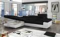 Coltar extensibil stanga 4 locuri ELTAP, Armd-19, Armando, 289x203x85 cm, lemn/poliester, negru/alb