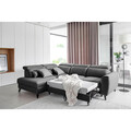 Coltar extensibil stanga 4 locuri ELTAP, LT-06LO, Noble, 255x201x100 cm, lemn/poliester, gri inchis