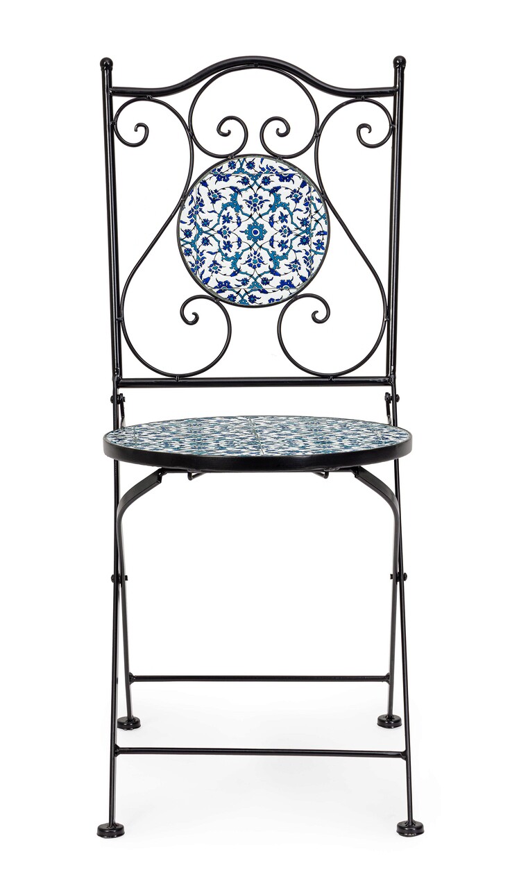 Scaun pliabil pentru gradina Samos, Bizzotto, 38x46x92 cm, otel/ceramica, multicolor - 2 | YEO