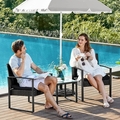 Set 2 scaune si masuta pentru gradina/terasa, Patio, Songmics, polietilena/otel/sticla, negru