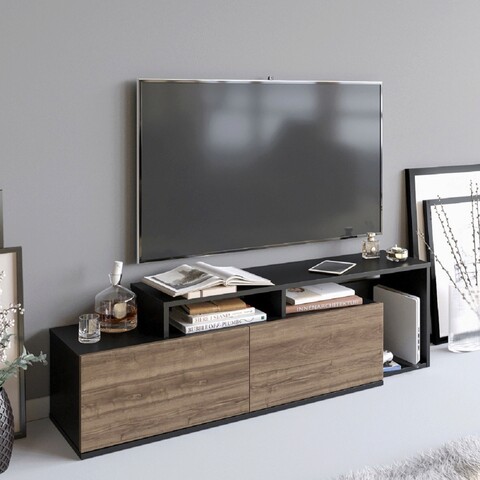 Comoda tv, decorotika, nexera, 149.8x42.9x35.3 cm, nuc negru