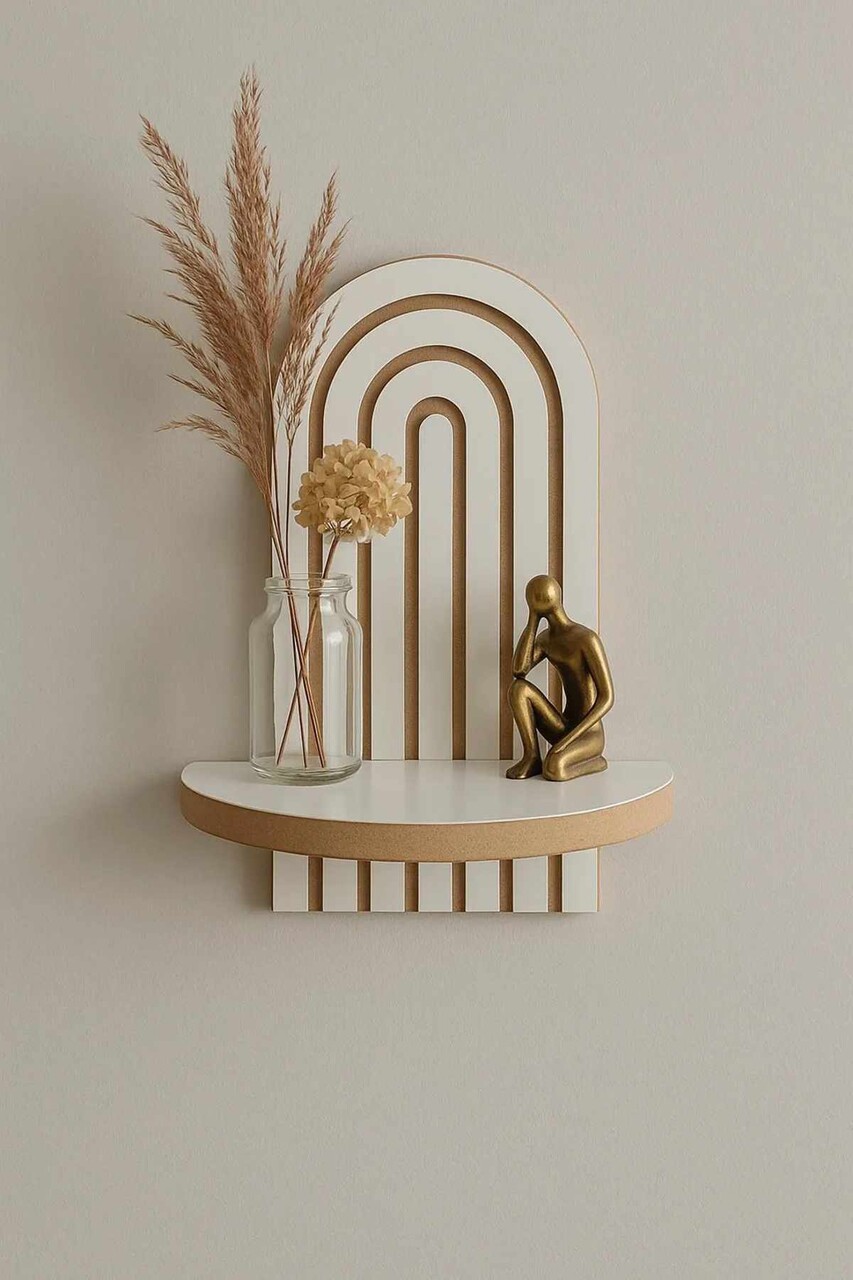 Raft de perete, Hanah Home, Artmtkwll1, 20x35x13 cm, Alb