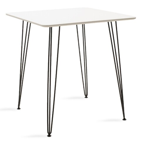 Masa Jade, Pakoworld, 70x70x75 cm, MDF/metal, alb mat/negru