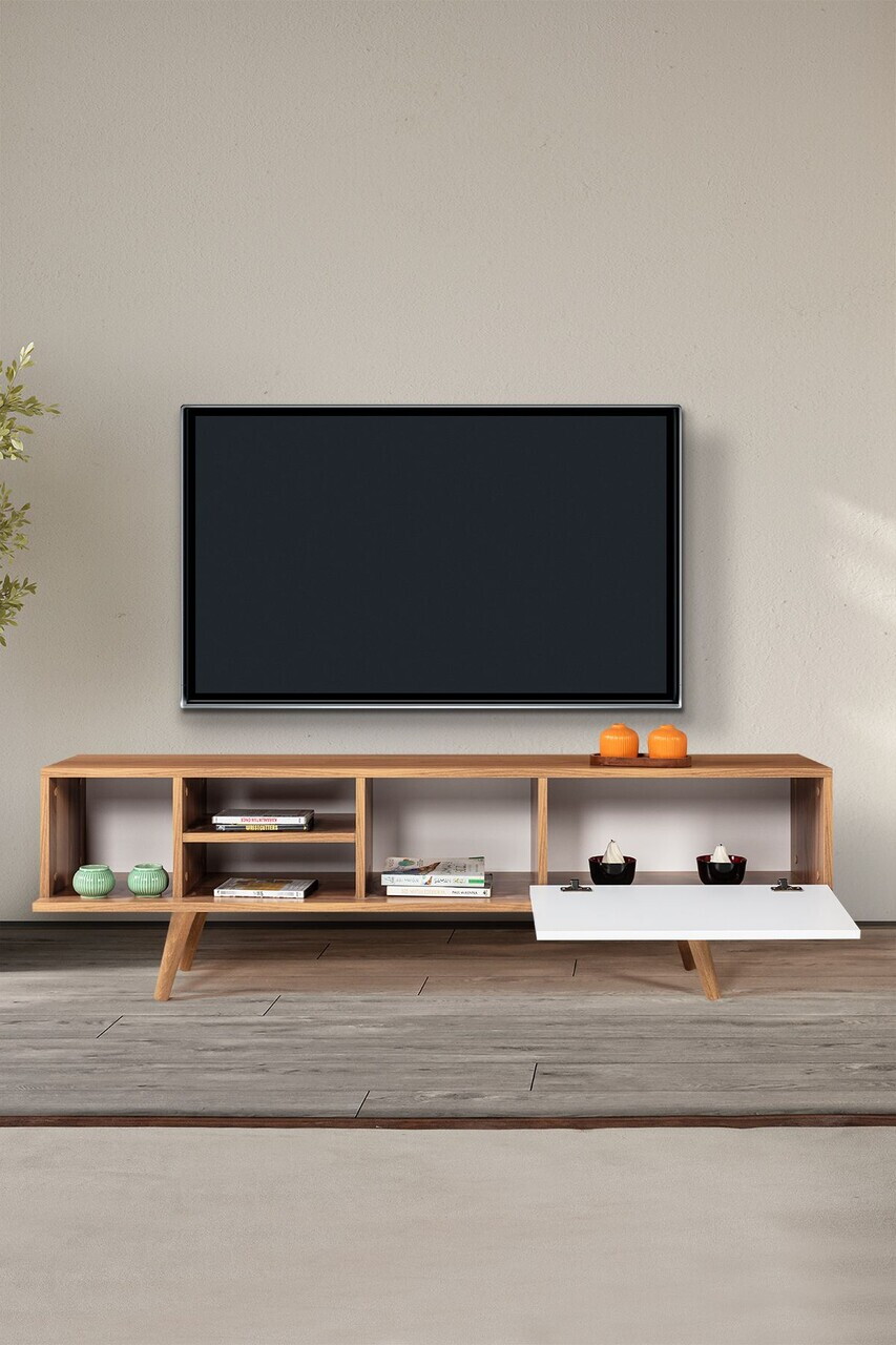 Comoda TV, Hanah Home, Ela 3633, 160x47x35 cm, PAL, Nuc/Alb — imaginea 2