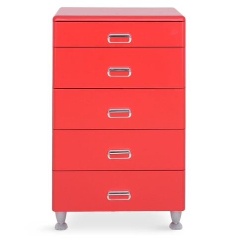 Comoda 5 sertare, federica, l.60 l.44 h.104, pal/mdf/plastic, rosu