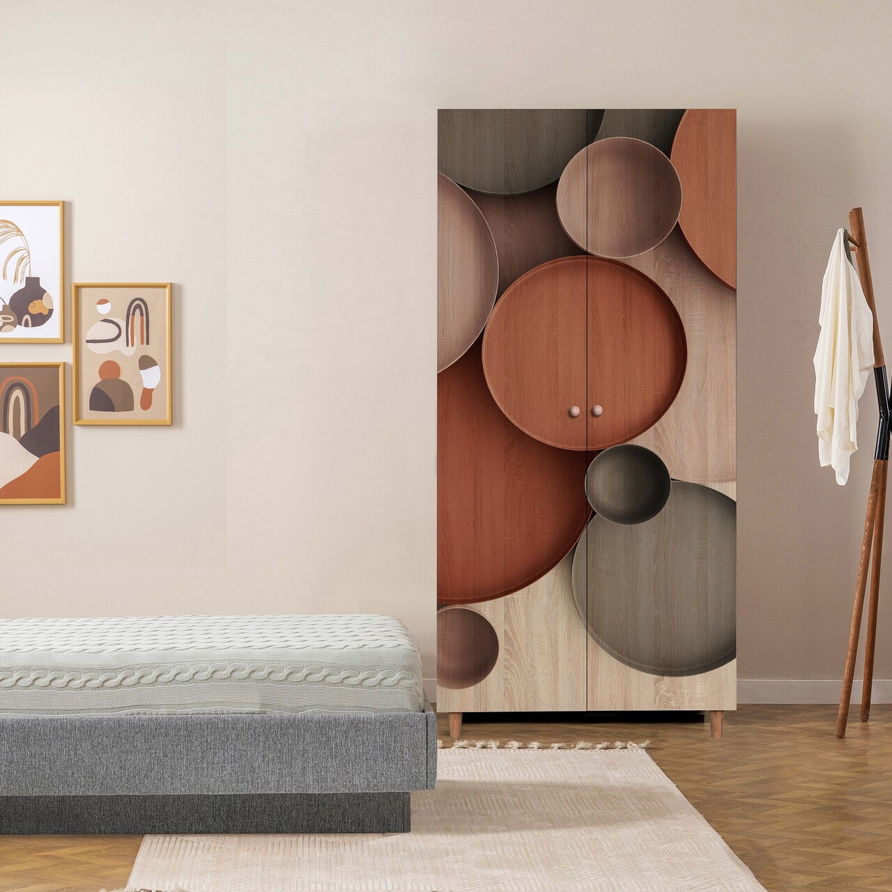Dulap pentru haine, Vella, Lidya 2 -976, 90x192x52 cm, PAL, Sonomo - 1 | YEO