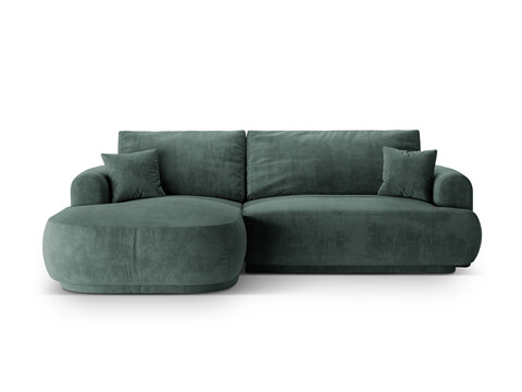 Coltar extensibil stanga 5 locuri, modular, cu lada depozitare, Ella, Micadoni Home, 271x174x94 cm, catifea, petrol