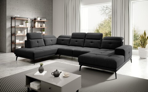 Coltar stanga 6 locuri ELTAP, LT-10FL, Bretan, 350x205x107 cm, lemn/poliester, negru