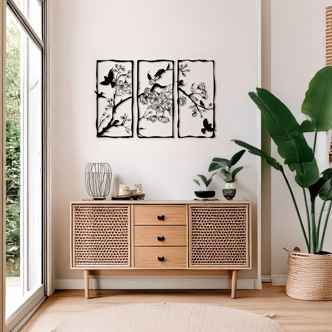 Set de accesorii decorative de perete din metal, DCV-1098-MT, Dimensiune: 22 x 50 cm (3 bucăți), Negru — imaginea 3