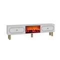 Comoda TV, Hanah Home, Polen Bohem Fireplace, 150x44.6x29.6 cm, PAL , Alb