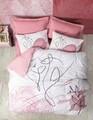 Lenjerie de pat dubla, 4 piese, 200x220 cm, 100% bumbac ranforce, Cotton Box, Senora, roz pudra