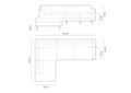 Coltar stanga 4 locuri, Eden, Micadoni, 267x234x90 cm, catifea, gri beton