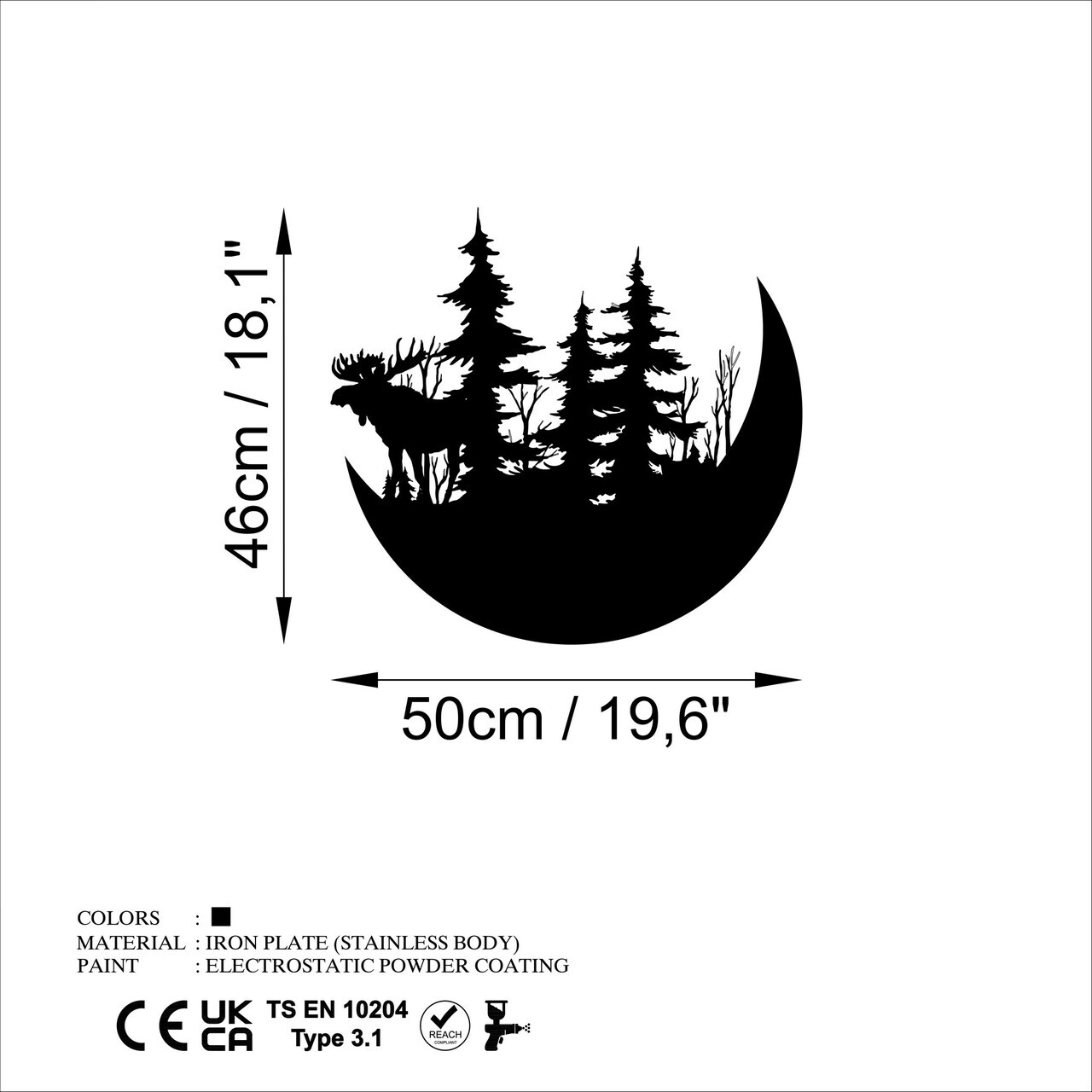 Decoratiune de perete, The Wild Nature 2, Dimensiune: 50 x 46 cm, Negru — imaginea 6