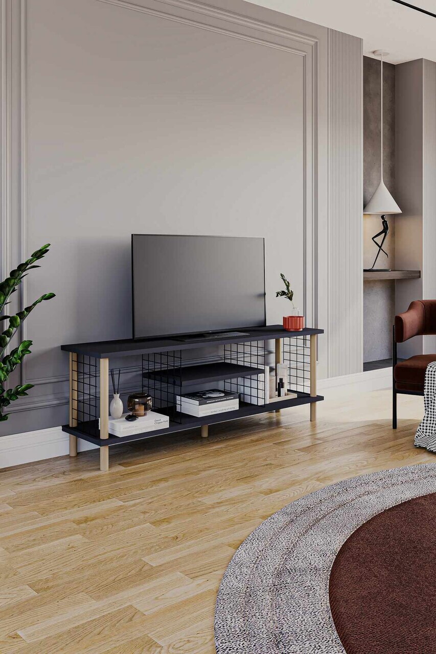 Comoda TV, Hanah Home, Peka-0048, 120x42.6x30 cm, PAL, Antracit — imaginea 3